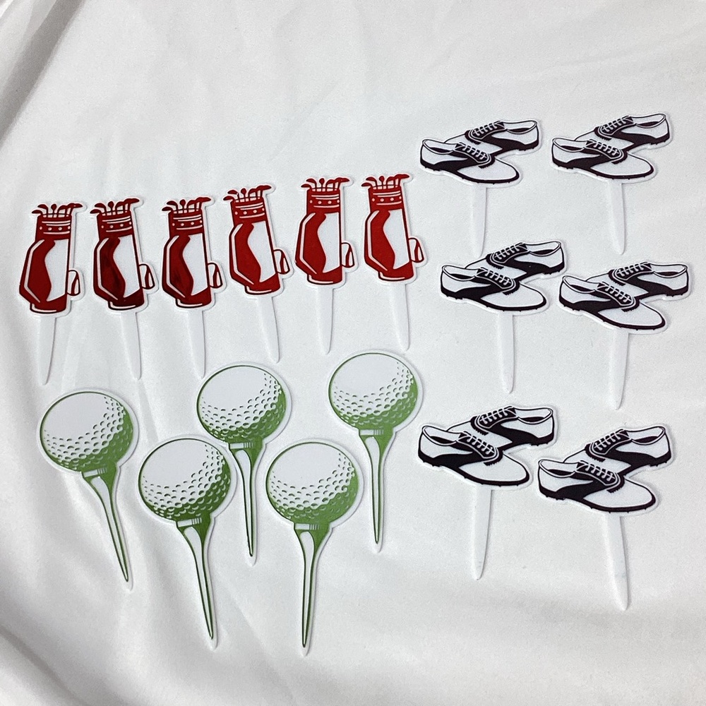 Golf Cupcake Toppers Decorations Golfing Cake Decor Sticks Golf Party Lot
